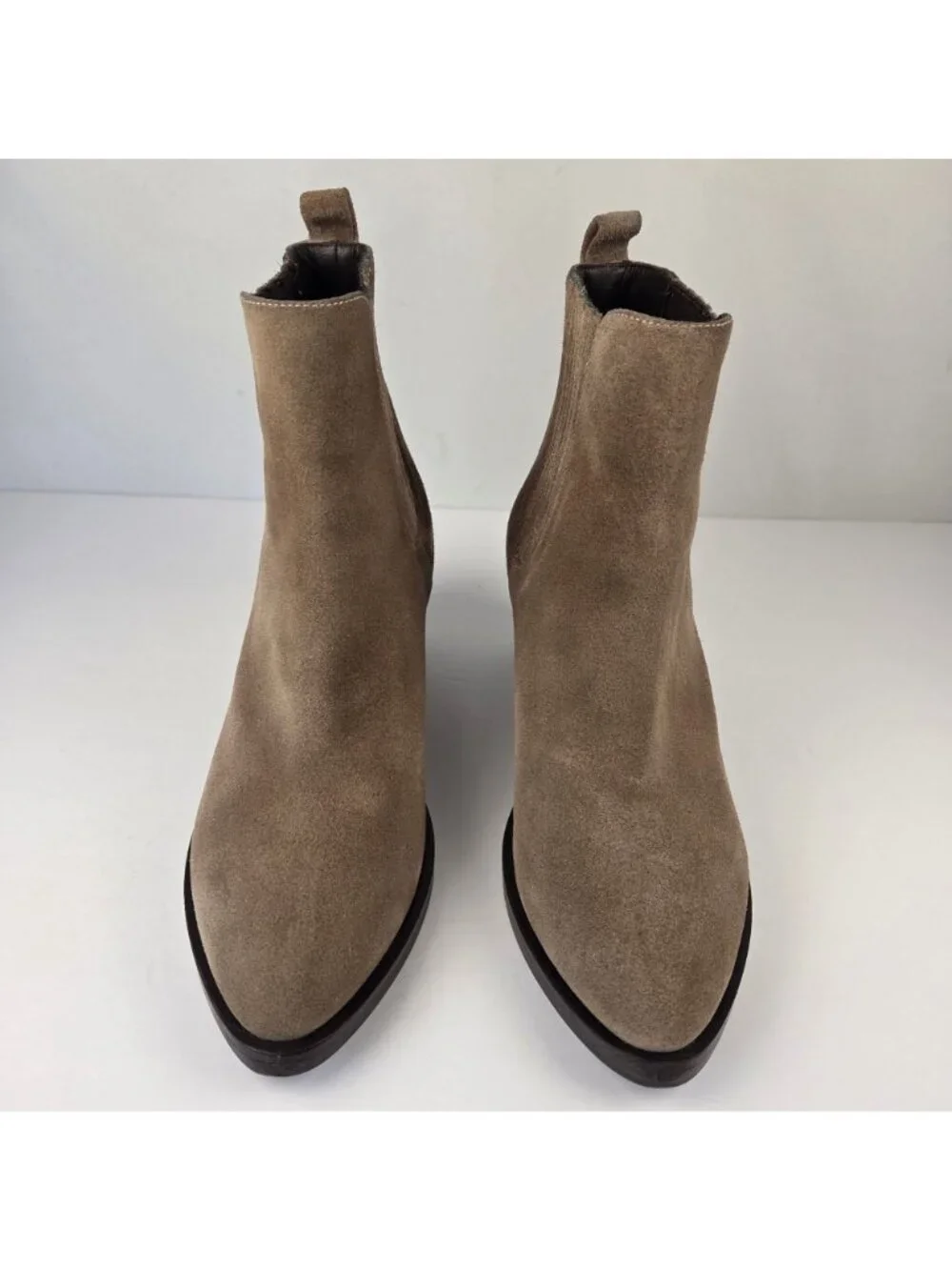 M.Gemi Era Suede Block Heel Ankle Boots Size 37 Made In Italy